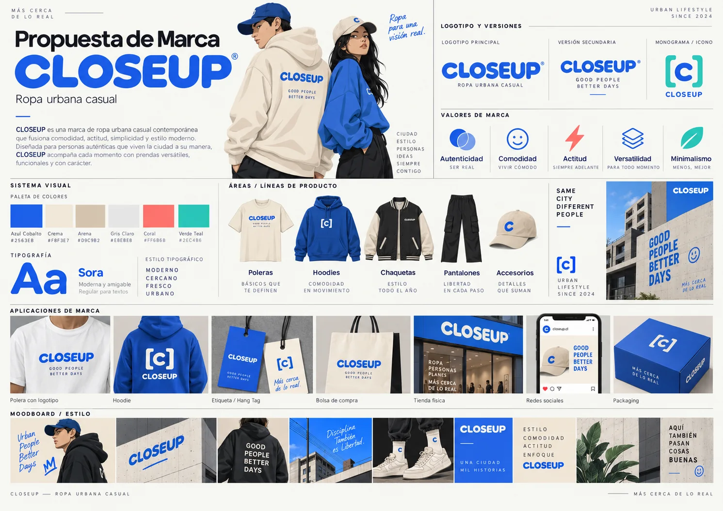 Propuesta de identidad visual CLOSEUP ropa urbana casual